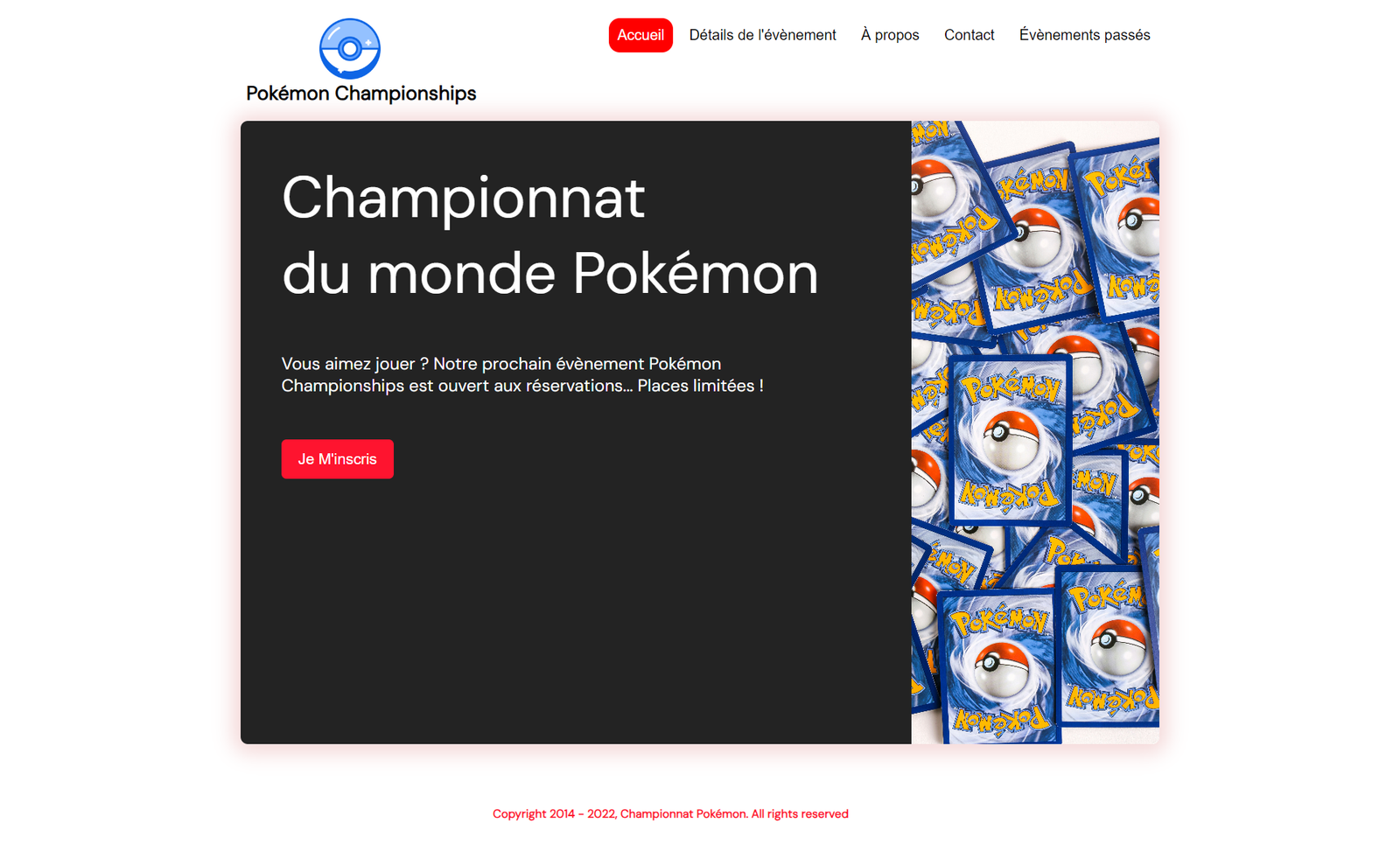 aperçu page projet Pokemon Championships